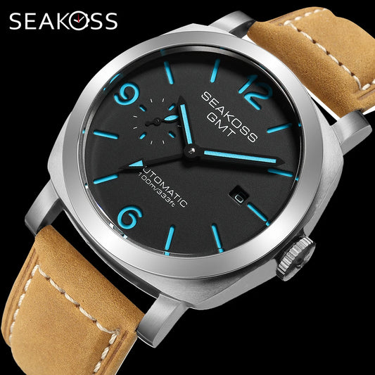 SEAKOSS 100m Diving Men GMT Automatic Mechanical Watches 1963 Clock 2557 Automatic Movement Super Luminous Sapphire Wristwatch