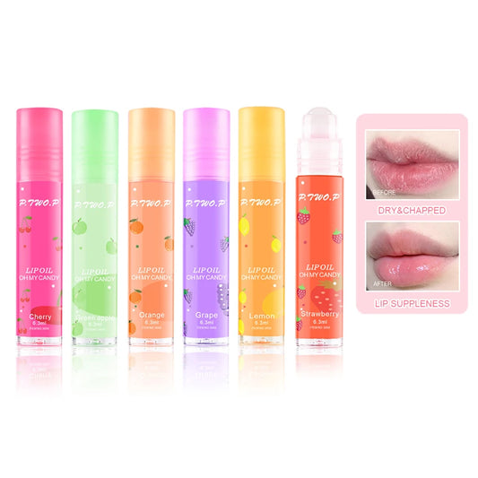 P.TWO.P Fruit Roll-On Lip Balm Lip Makeup Primer Moisturizing Transparent Lip Oil Long Lasting Hydrating Lip Repair Gloss