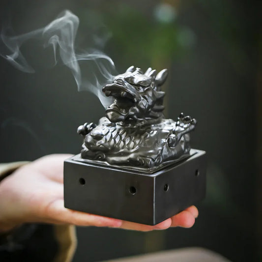 Ceramic plate incense burner jade seal incense burner Xianglong sandalwood agarwood incense seat Zen aromatherapy burner