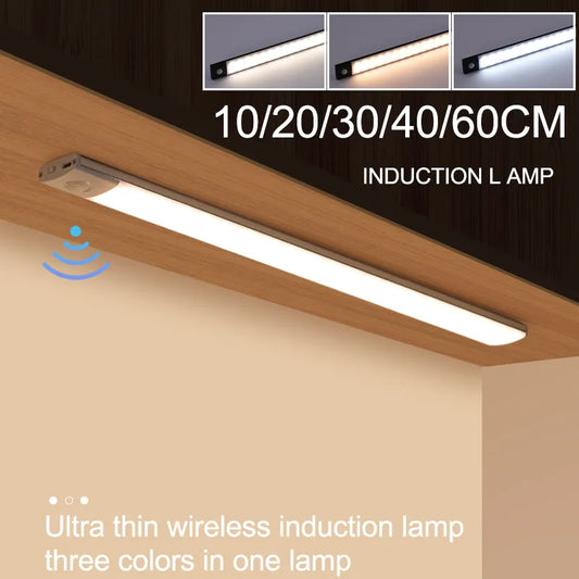 10/20/30/40/60CM Night Light USB Rechargeable Motion Sensor Led Light Wireless Led Lamp for Kitchen Cabinet Bedroom Wardrobe
