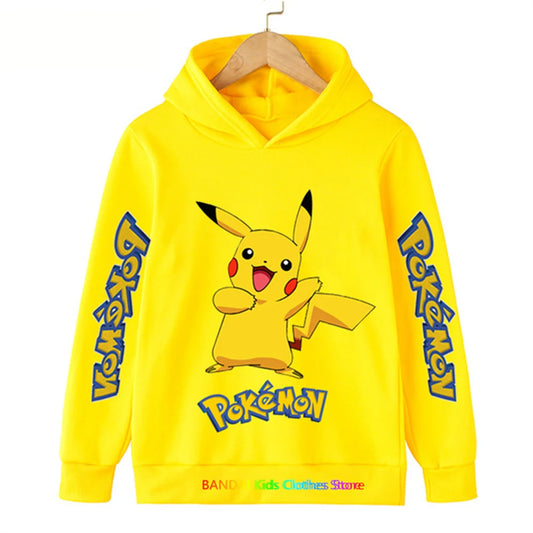 Kawaii Pokemon Hoodie Kids Clothes Girls Clothing Fashion Baby Boys Clothes Autumn Warm Pikachu Sweatshirt Children Tops