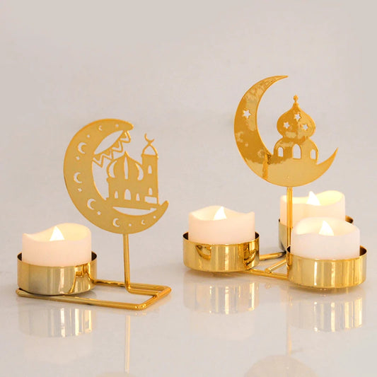 Ramadan Candle Holder 2024 Eid Mubarak Home Decoration Metal Candlestick Ramadan Kareem Islamic Muslim Supplies Eid Al Adha Gift