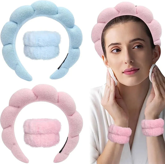 3/1PCS Microfiber Washing Wristbands Hairband Scrunchies Puffy Headband SPA Bubble Headband Washing Face Makeup Shower Skincare