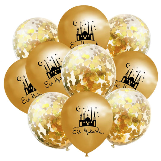 10Pcs Eid Mubarak Latex Balloon Ramadan Kareem Decoration Air Globos Ramadan Mubarak Muslim Islamic Festival Party Supplies 2024