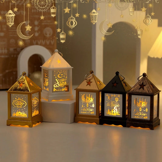 2024 Eid Mubarak Candle Lamp Creative Night Light Lantern Candle Holder Eid Mubarak Islamic Muslim Party Decor  Decorative Lamp