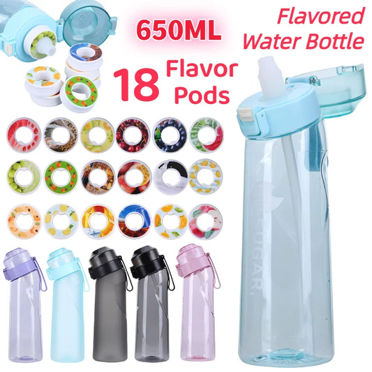 Air Flavored Water Bottle with Straw Scent Up Drinking Bottles Outdoor Fitness Sport Water Cup Flavor Pods Mug for School Office