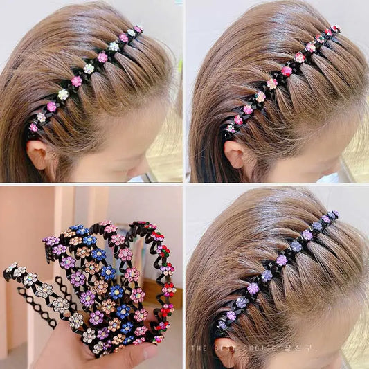 New Non-slip Rhinestone Headbands Solid Wave Hairbands for Women Girls Bezel Fashion Hair Hoop Ladies Boutique Hair Accessories