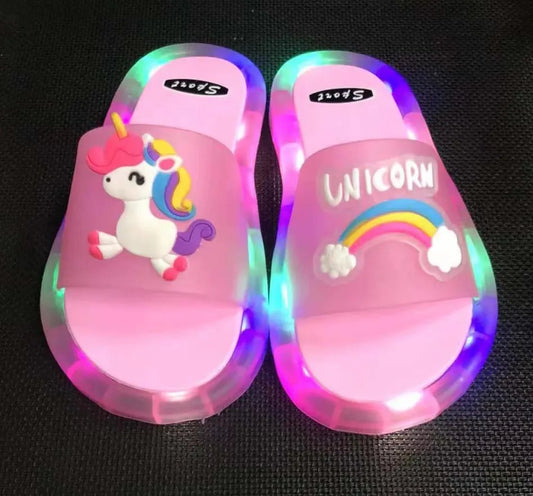 Children‘s Boys Girls Slippers Cartoon Animals Prints Shoes Lighted Fashion Cute Shoes Bathroom Kids Toddler Slippers Flat Heels